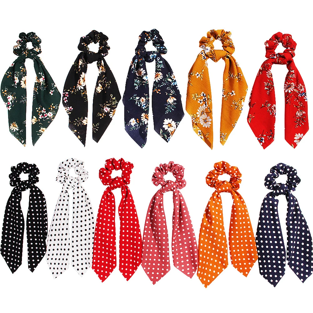 

Women Hair Scarf Bowknot Leopard Snake Floral Dot Streamers Scrunchies Hair Scarf Elastic Headbands Elastic Hair Ties for Girls