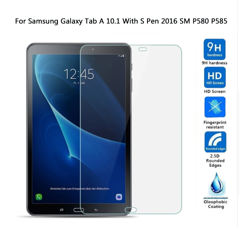 Для Samsung Galaxy Tab A 10,1 с S Pen SM P580 P585 SM-P580 протектор экрана из закаленного стекла пленка сумка чехол - Цвет: For P580 P585
