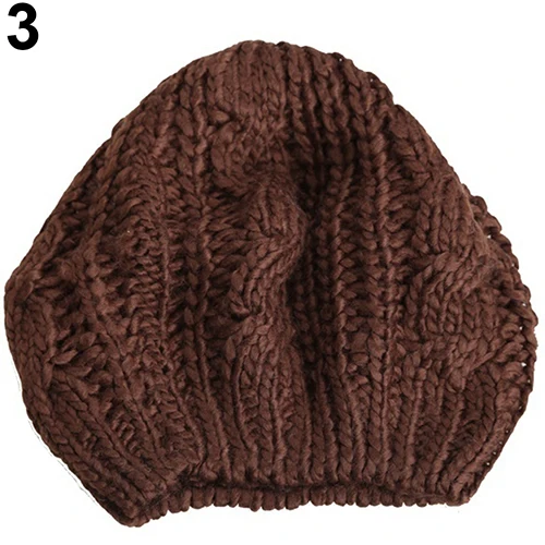 Женская мода берет плетеная мешковатая шерсть вязаная теплая зимняя шапка