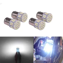 4PCS Super Bright White/Amber 1156 1206 50-SMD 6000K Car LED Bulbs For Car Rear Turn Signal lights Interior RV Camper DC 12V