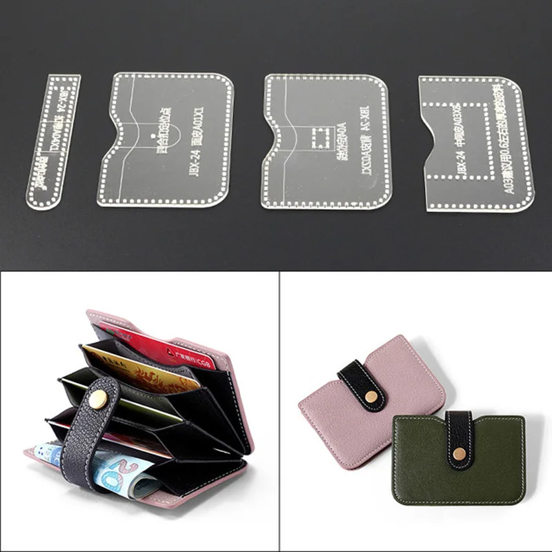

Acrylic Stencil 1 Set Wallet Leather Template Card package For Handwork Leather Craft Sewing Pattern Tools Accessory Purse DIY
