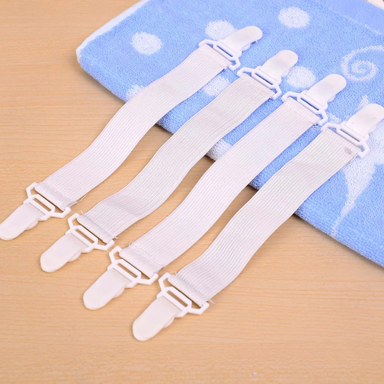 4pcs Bed Sheet Fasteners Garter Elastic Grippers Clip HolderAdhesive