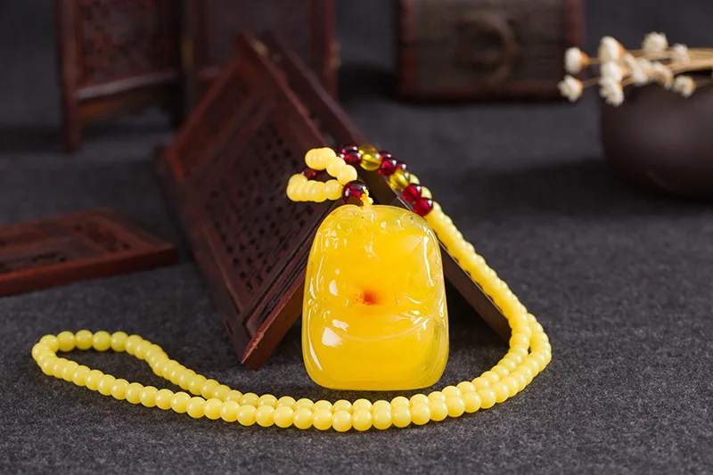 

High Amber Floation Brine Beeswax Beads Necklace Fashion Beeswax Necklace Pendant Bijoux Wrisband For Woman Gifts Drop Shipping