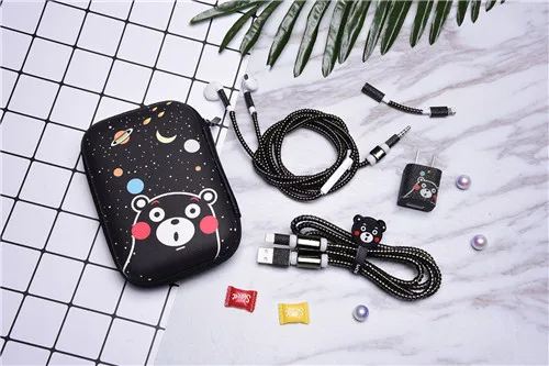 Новая мультяшная большая сумка для наушников USB протектор для Наушников набор с наклейки для зарядного устройства спиральный кабель протектор для Iphone - Цвет: 6