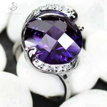 

SHUNXUNZE alliance Engagement wedding rings Jewelry & Accessories for women Blue Purple Cubic Zirconia Rhodium Plated R909 R910