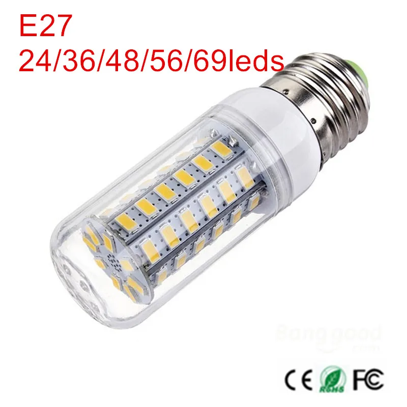 Новинка 5730 светодиодная лампа накаливания E27 E14 24 - 69 светодиодов 220 В переменного