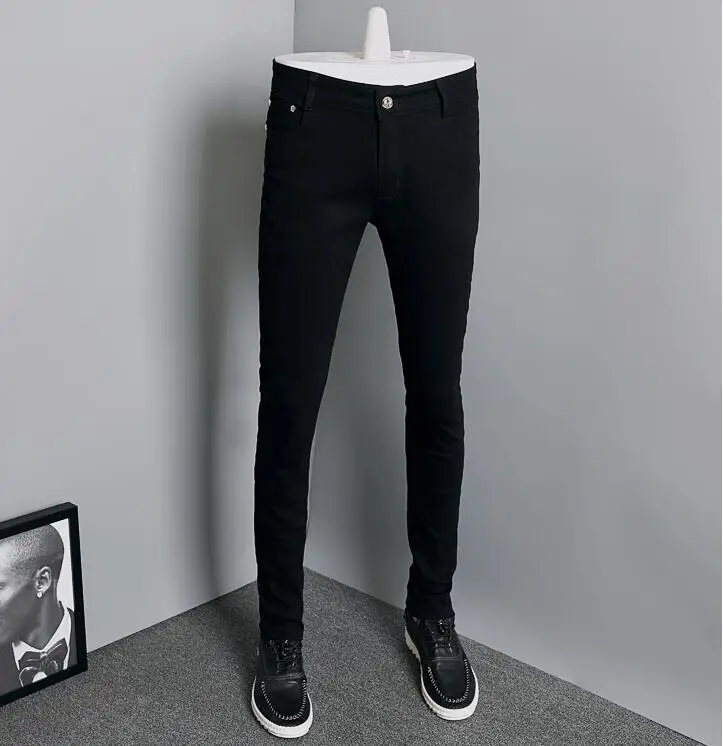 2017 New Stretch Skinny Men Solid Color Jeans Fashion Casual Black and White Pencil Jeans stretch jeans