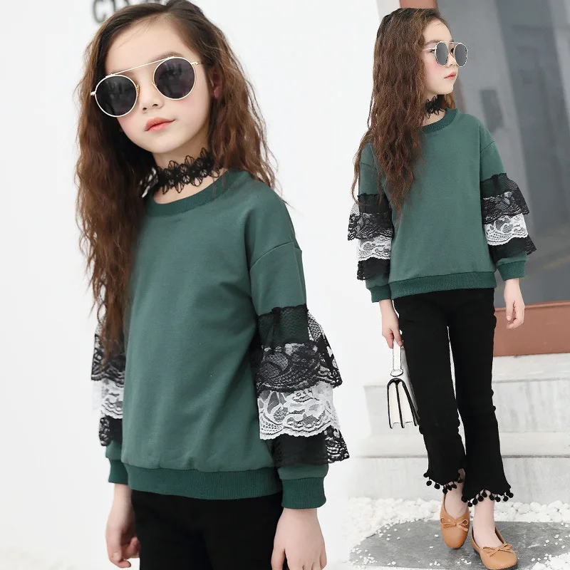 

Children's wear 2018 spring Pullovers Girl T shirt Girls Tops dress new girls ace sweater girls t - shirt jacket