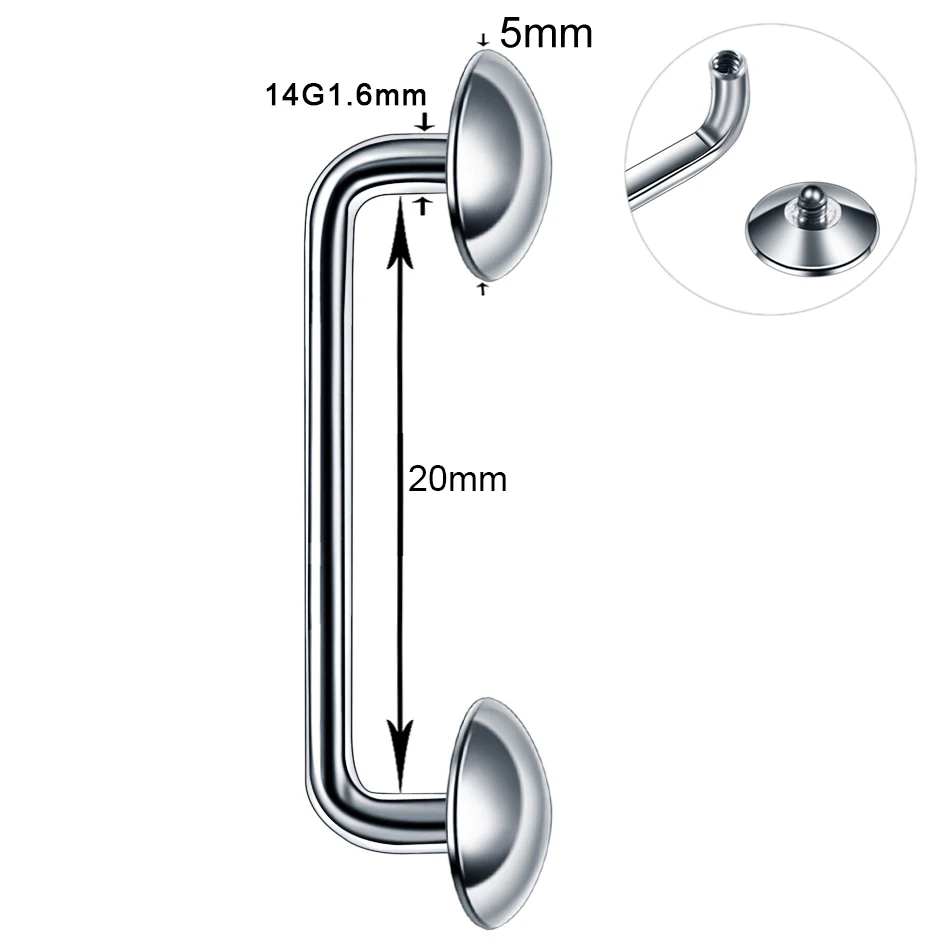 1 шт титановый дермальный Якорь Пирсинг поверхность штанги микро кожный пирсинг кожа дайвер микро дермальные ювелирные изделия сексуальные украшения для тела - Metal color: C  1.6X20X5X5mm