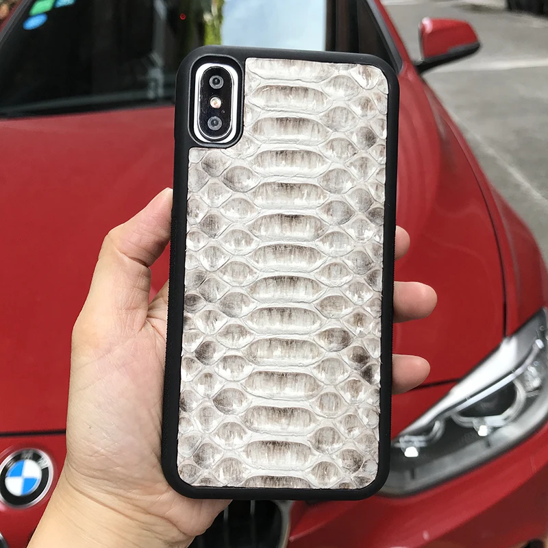 Prix Horolgii Python Véritable Étui en cuir Pour iPhone x 7 6plus Couleur Naturelle Python Design personnalisé nom Couverture Arrière Mobile étuis de téléphone