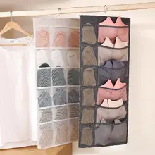 New wall hanging storage bag wardrobe organizer double side underwear bra socks sorting bag bedroom hanging storage pouch