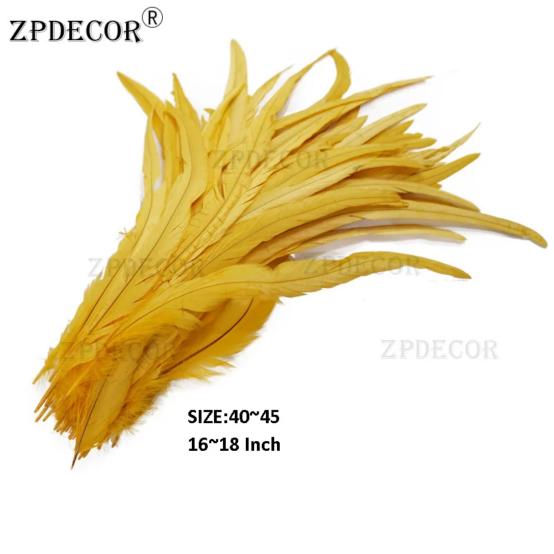 16~ 18 дюймов 40~ 45 см перо петуха или Куриные перья - Color: Golden