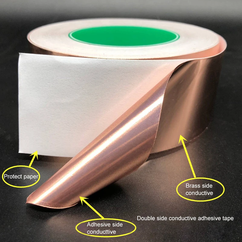 2 Sides Conductive Brass Adhesive Tape Copper Sheet 0.1mm Glue Backed Steel  Film Sheet Shielding Signal Phone Pcb Conductivity - Tape - AliExpress