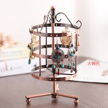 

3 Layers 72 Holes Metal Jewelry Display Shelf 360 Degree Rotatting Earring Storage Rack Jewelry Organizer Circular Type