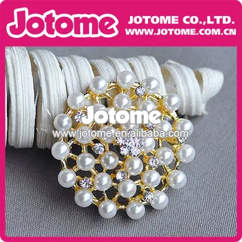 

Top Quality Big 45mm Round Brooch with White Pearl Beads Fashion New Style Pin