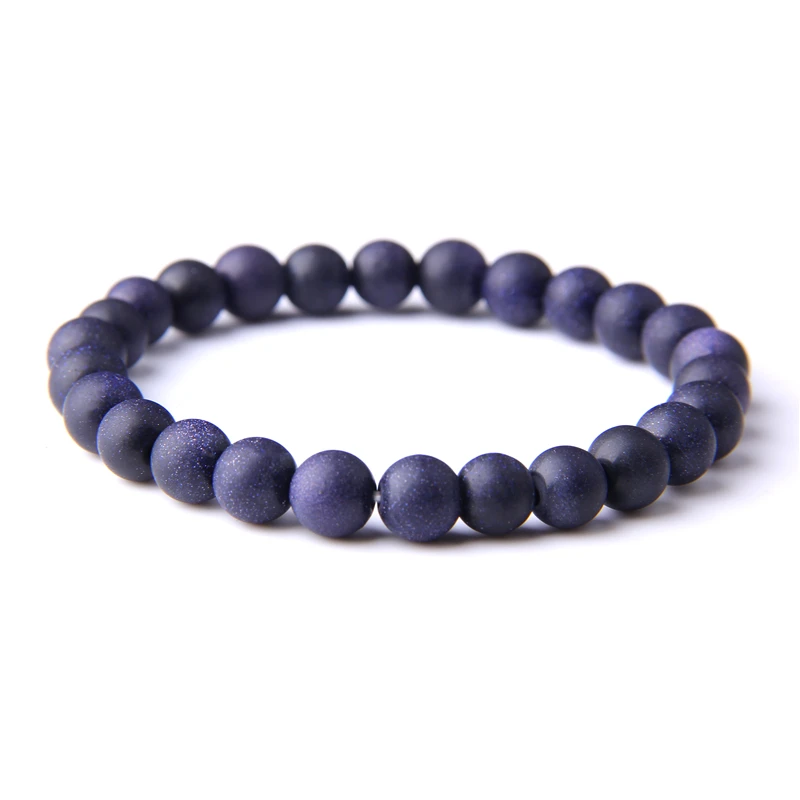 

6mm 8mm 10mm Natural Matte Blue Sandstone Stone Beads Strand Bracelet for Men Charms Bracelet Male Jewelry Dropshipping