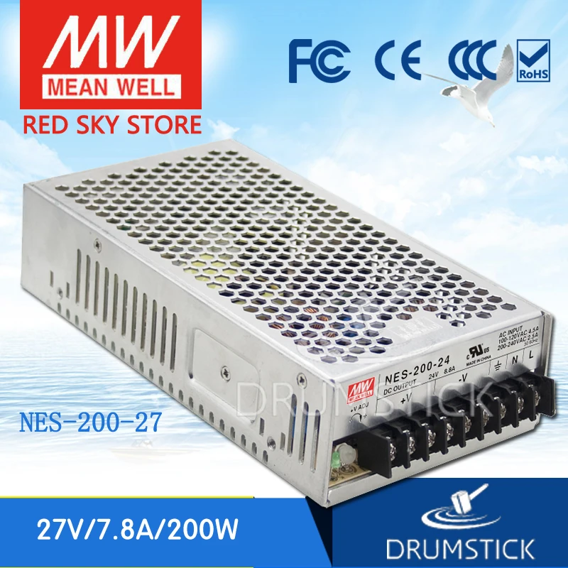 

Worthwhile Free shipping MEAN WELL NES-200-27 2Pcs 27V 7.8A meanwell NES-200 27V 210.6W Single Output Switching Power Supply