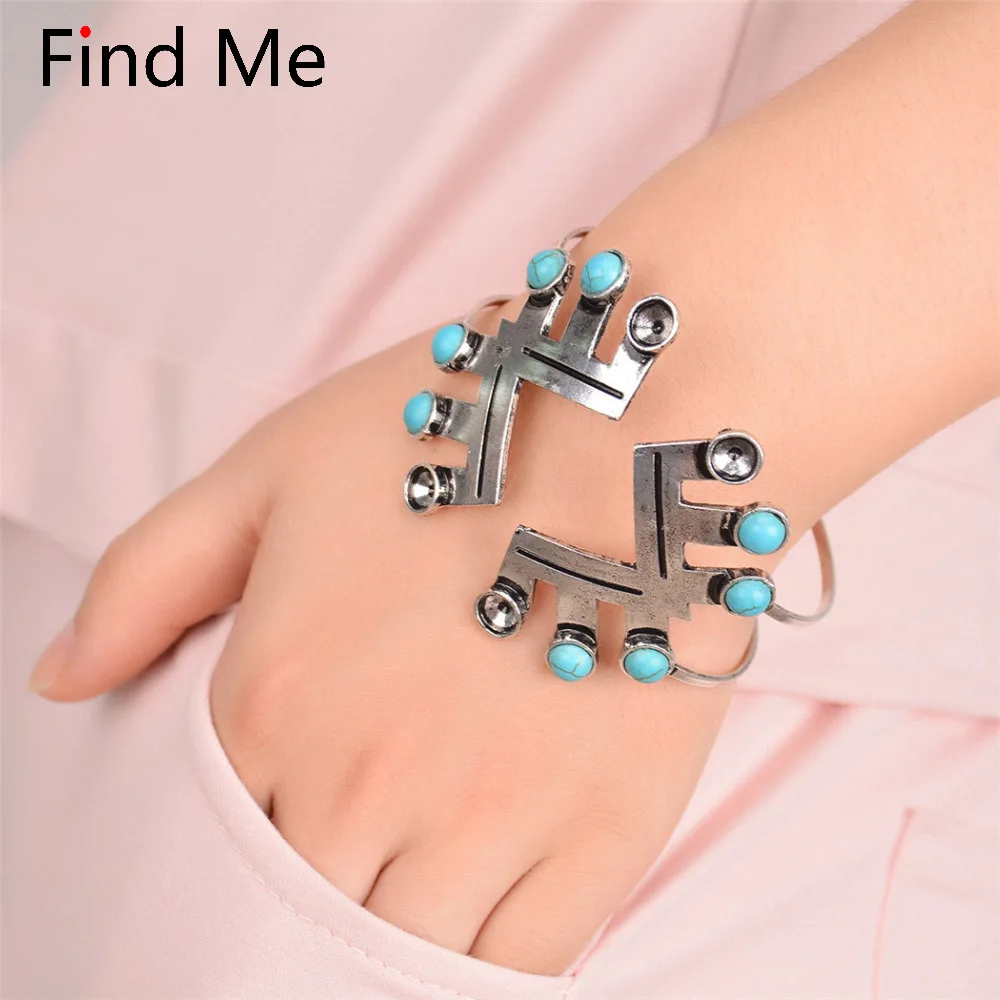 

Find Me 2019 brand fashion Vintage Curved ethnic Cuff Bracelet punk boho statement brand Letter bracelet bangles women Jewelry