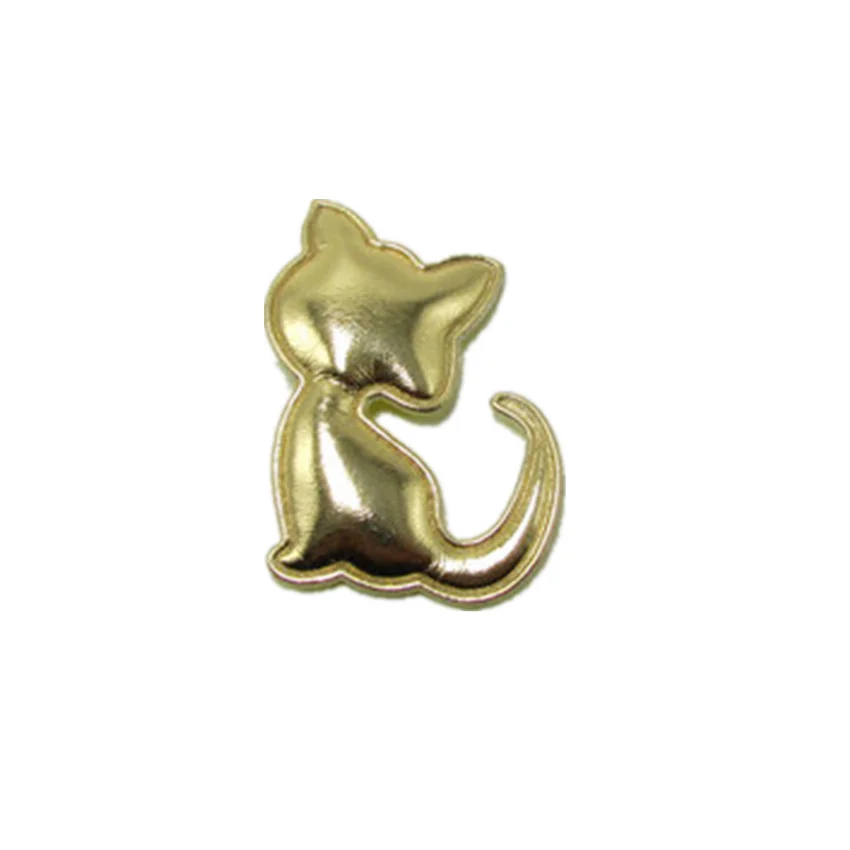 gold 50 шт./партия, 3,5*5 см, искусственная кожа, кот, мягкие аппликации для DIY ручной работы, Детские аксессуары для волос, подарочные украшения, аксессуары - Цвет: gold