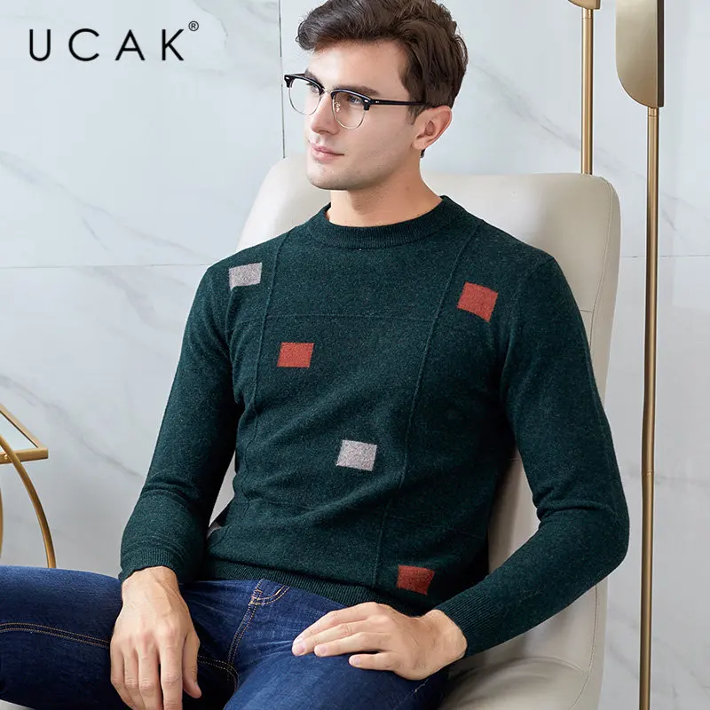 UCAK Brand Sweater Men 2019 Autumn Winter Thick Warm Cashmere Sweaters Merino Wool Pullover Men Fashion O-Neck Pull Homme U3019 UCAK Brand Sweater Men 2019 Autumn Winter Thick Warm Cashmere Sweaters Merino Wool Pullover Men Fashion O-Neck Pull Homme U3019