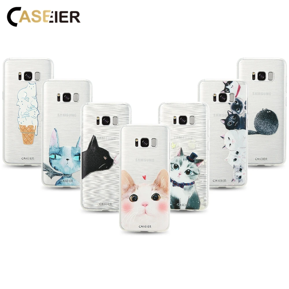 Caseier кошка чехол для телефона Samsung Galaxy S8 Plus мягкая TPU S6 edge S7 Note 8 прекрасный
