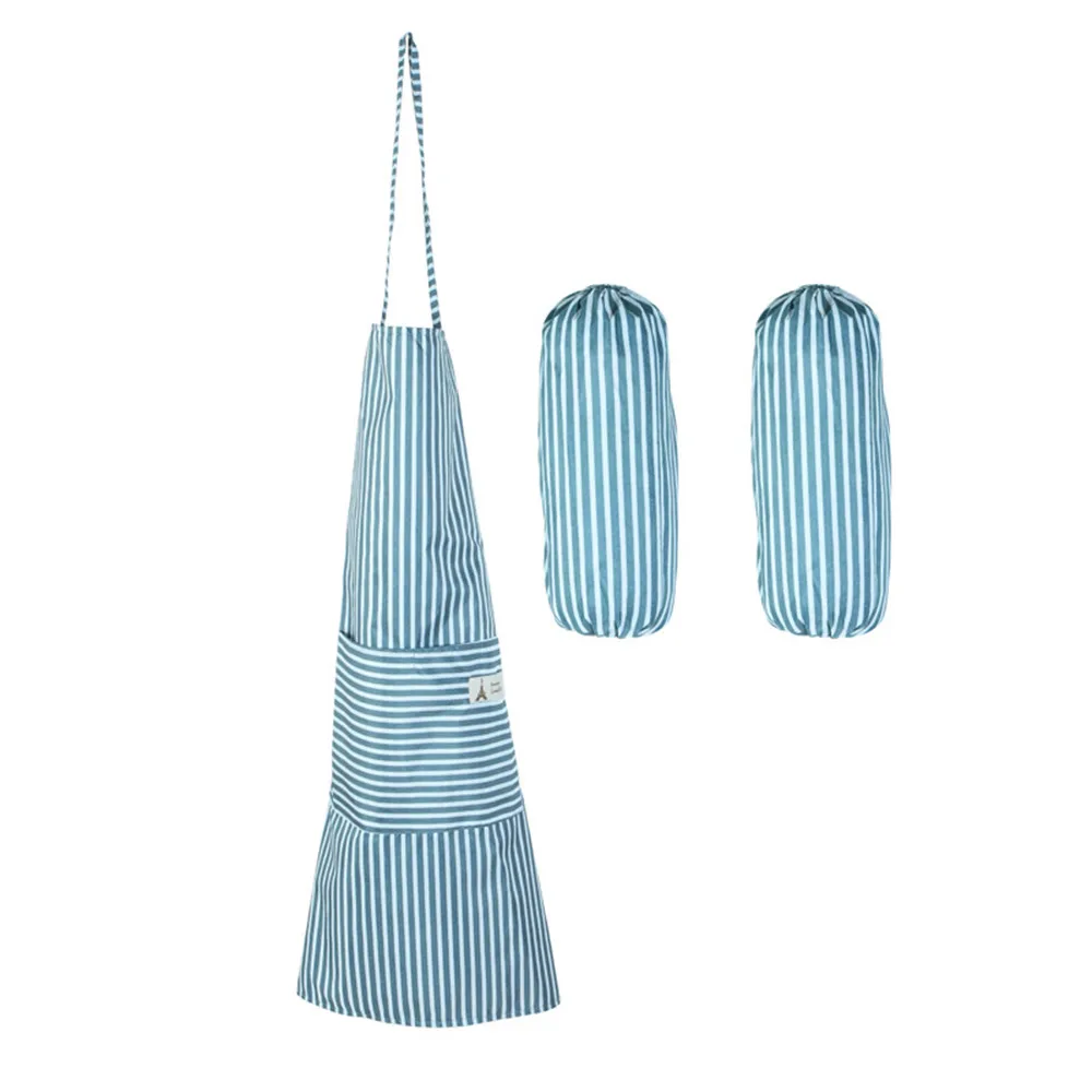 

Durable dust apron women apron kitchen restaurant bib cooking apron with cuffs pocket cooking tools