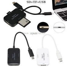 USB-C Тип C USB 2,0 концентратор SD памяти TF считыватель карт OTG адаптер для телефона ПК Z17 Прямая поставка