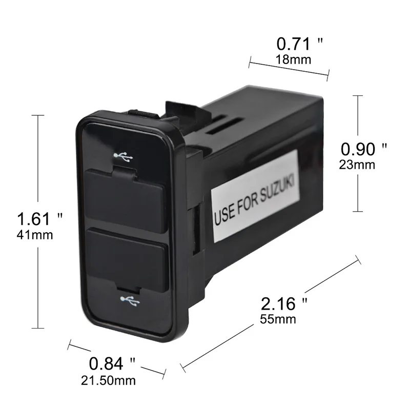 Двойной USB разъем питания для автомобиля USB разъем зарядного устройства интерфейс Автомобильное зарядное устройство адаптер для Suzuki мобильного телефона автомобильное зарядное устройство