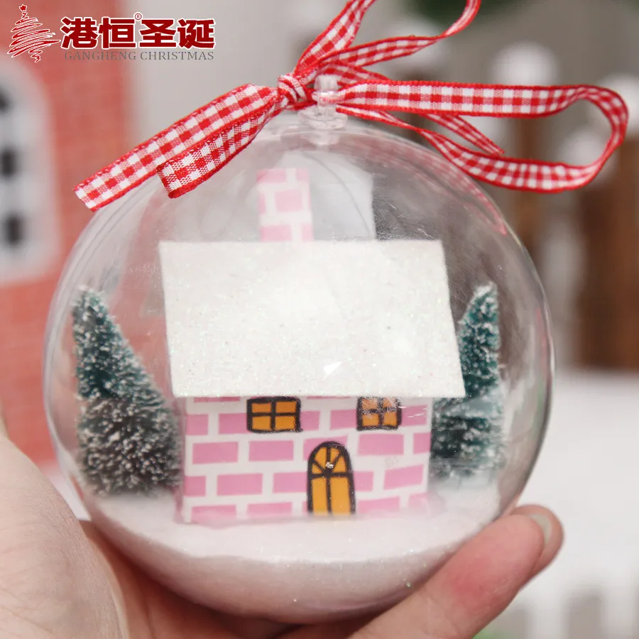 Palline Di Natale Con Foto All Interno.8 Centimetri Trasparente Palle Di Natale Con Ornamenti All Interno Snowhouse Fiore Albero Di Natale Decorazione Per La Casa Ristorante Hotel Ball Ball Ball Transparentball Christmas Aliexpress