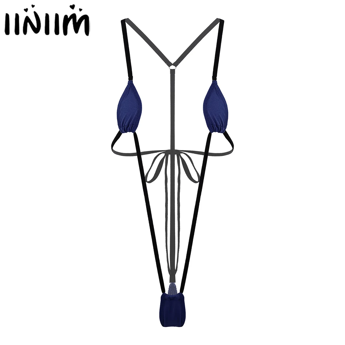 

iiniim Swimwear Women One-piece Swimsuit Spaghetti Straps Y-back High Cut Thong Mini Micro Bikini Femme Sexy Lingerie Nightwear