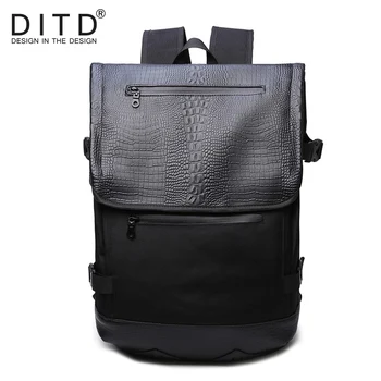 

DITD Brand Leather Men Laptop Backpack Casual Daypacks For College High Capacity Trendy School Backpack Men Travel Bag Alligato