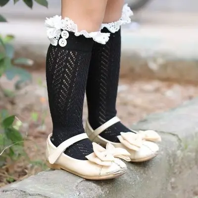 

Girls Knitted Leg Warmer Net Socks Button Crochet Knit Boot Covers Kids Baby Lace Cuffs Socks #50