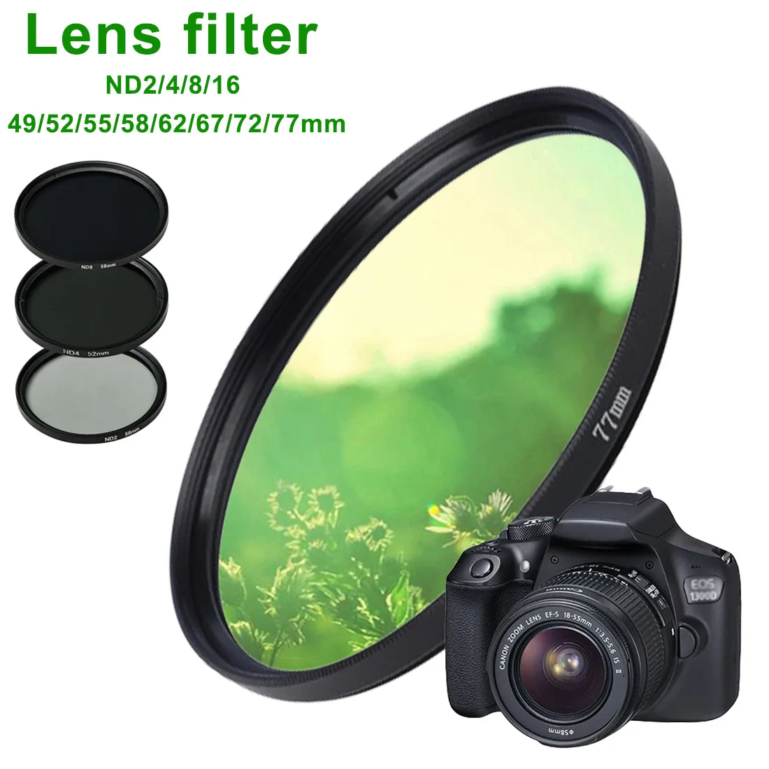 

ND Filter Neutral Density ND2 ND4 ND8 Filtors 49MM 52MM 55MM 58MM 62MM 67MM 72MM 77MM Photography for Canon Nikon Sony Camera