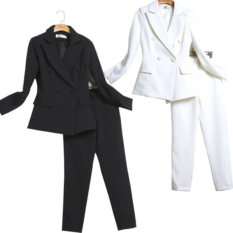 Black Friday Women white Slim Pant Suits Female suit dress Notch Lapel Women's Business Office Tuxedos Jacket+Pants Ladies Suit