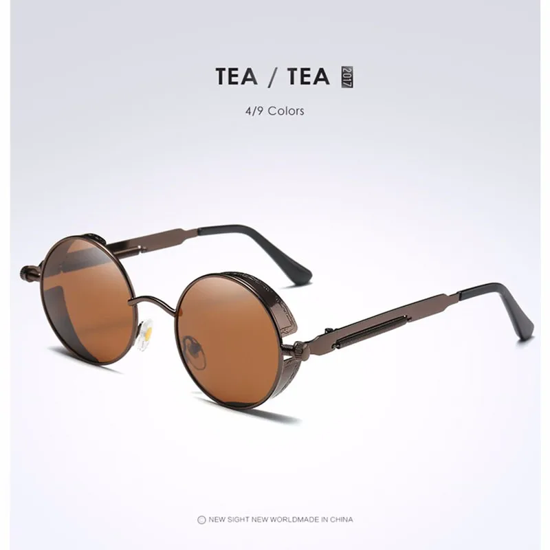 VEGA поляризационные стимпанк Солнцезащитные очки для мужчин и женщин, круглые готические паровые очки в стиле панк, металлические винтажные HD очки 372