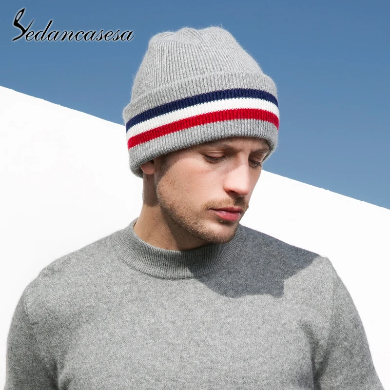 

Sedancasesa 2019 New Hot on Sale Male Hat Knitted Wool Warm Men Cap Striped Fashion Head Man's Winter Hats Skullies Beanies