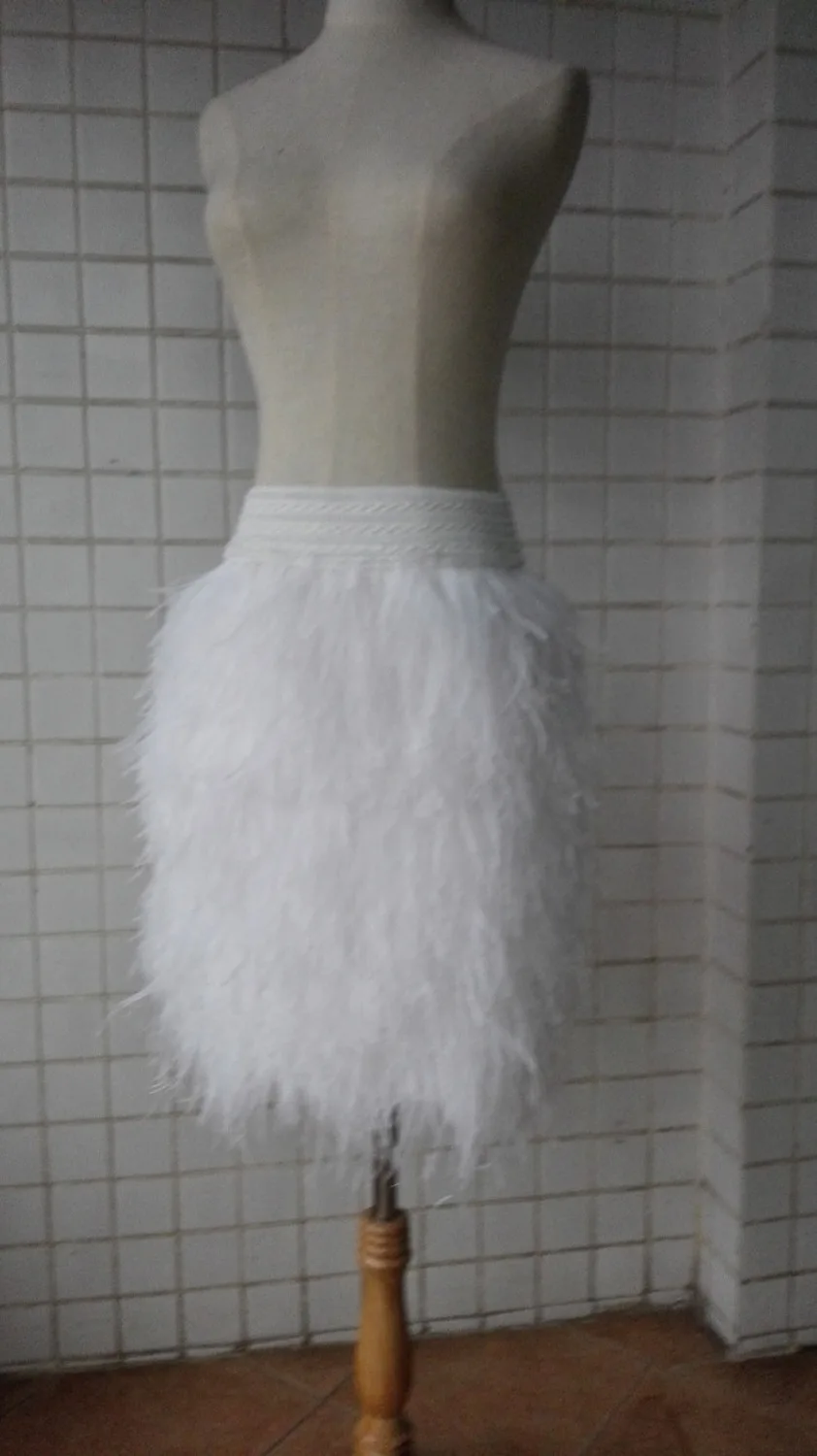 

free shipping ostrich feather skirt above-knee length, fabric lined, 8 sizes, 6 colors #SKT16001