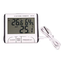 Измеритель температуры и влажности, гигрометр с дисплеем DC103, часы с зондом, мини-термометр закрытый, для использования на открытом воздухе