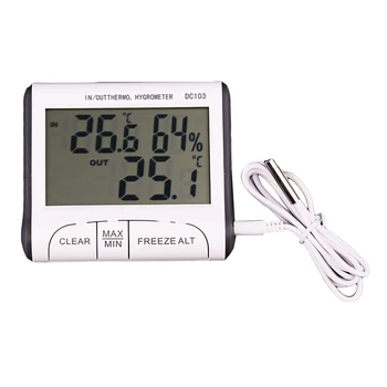 

Temperature Humidity Meter Temperature Display Hygrometer DC103 Instrument Clock With Probe Mini Thermometer Indoor Outdoor Use
