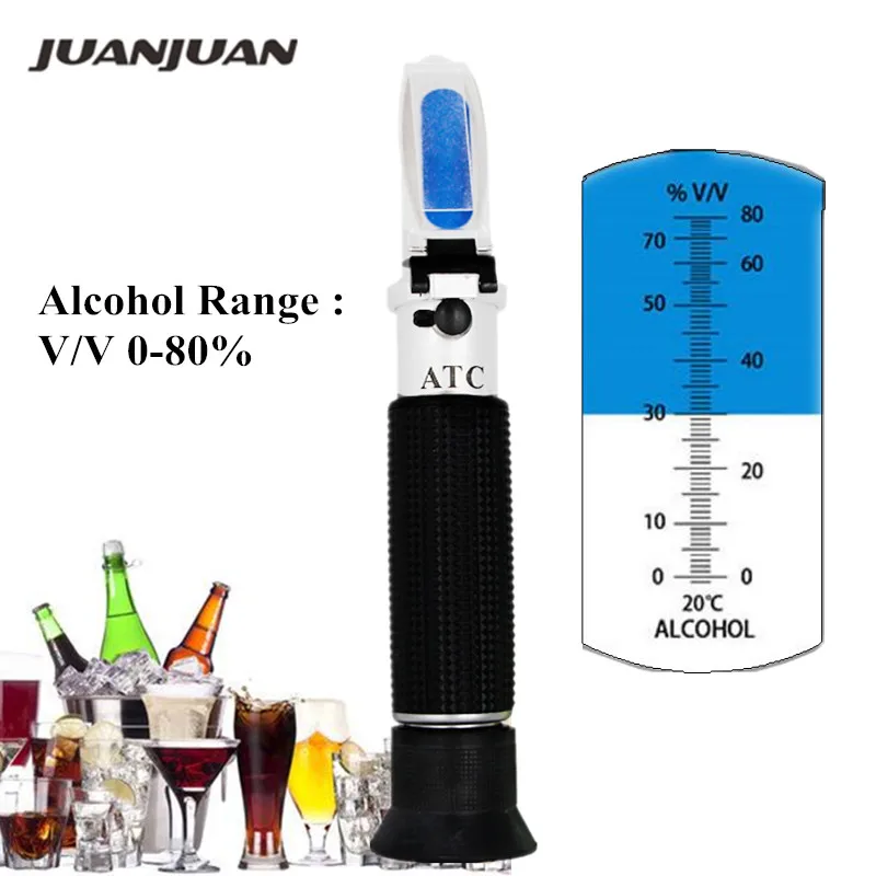 Alcohol Refractometer Handheld 0-80% ATC Spirits Tester Meter Alcoholometer liquor Wine Content Tester 40% off