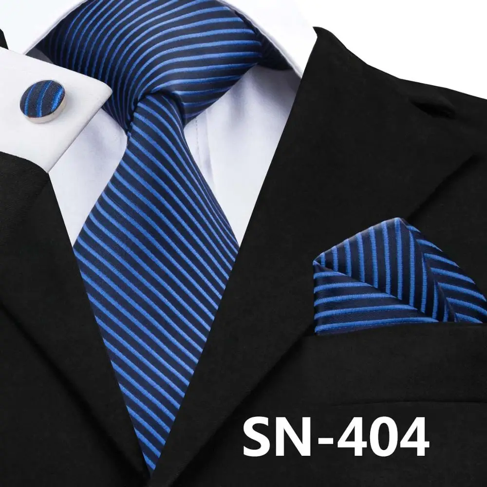 Hi-Tie, новинка,, белый, красный полосатый галстук+ носовой платок+ запонки, набор, мужские шелковые галстуки для официальных мероприятий, свадебная деловая вечеринка, SN-242 - Цвет: SN-404