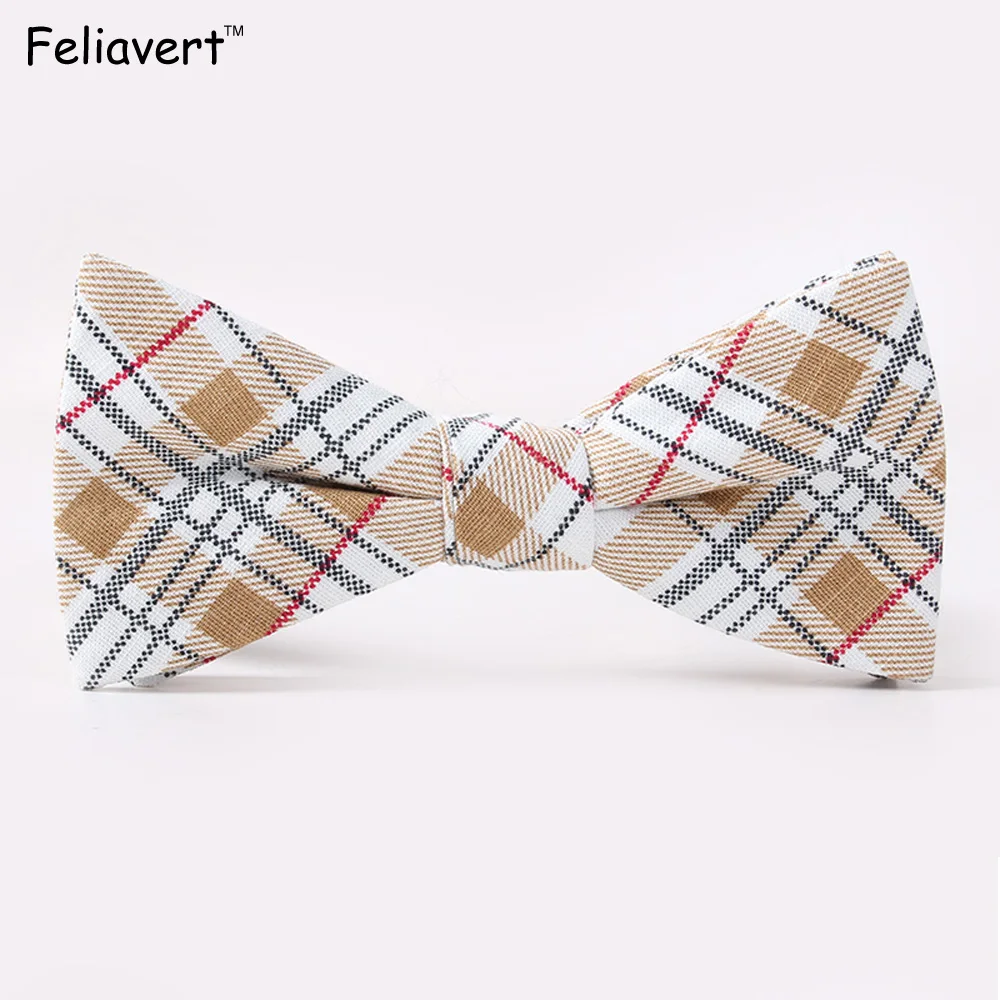Luxury Bow Tie Mens Brand Ties Cotton Linen Dot Plaid Stripe Print
