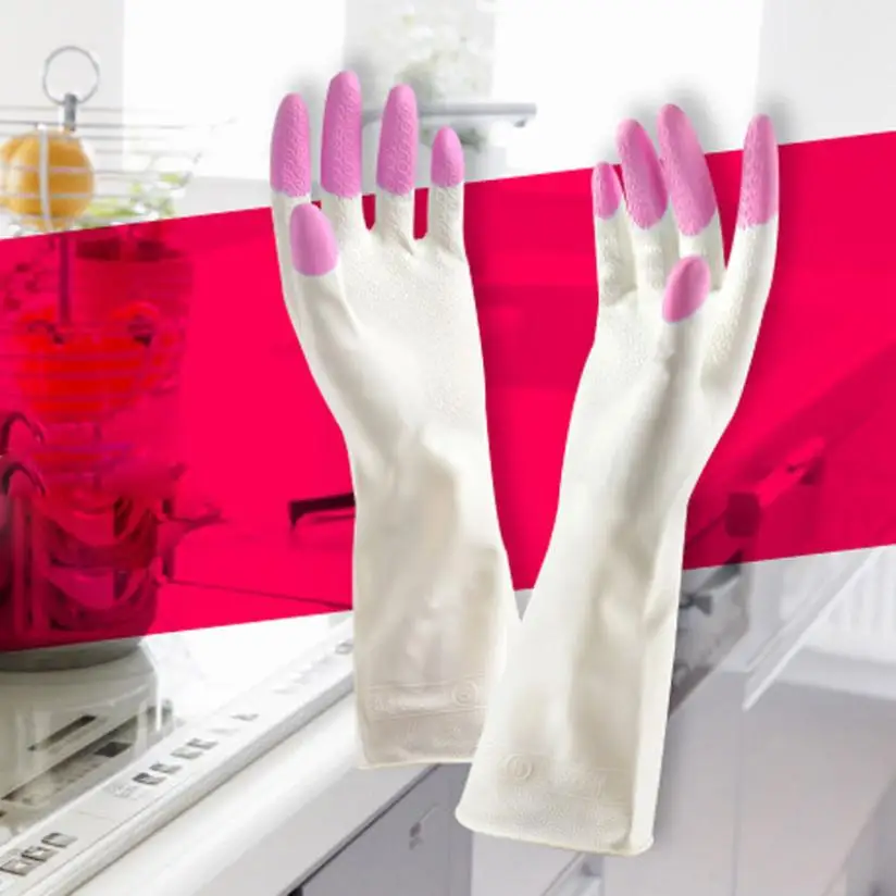 С длинным рукавом латексные Кухня мыть посуду перчатки для мытья посуды уборка дома пара перчаток#25