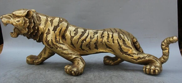 ymying 1025+++++++22&quot Chinese Folk Feng Shui Brass ferocious Zodiac Year Tiger Statue Sculpture | Дом и сад