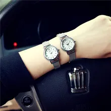Luxe Argent Acier Petit Mince Bracelet Robe de Montre-bracelet Heures pour les Femmes Dames Deux Styles