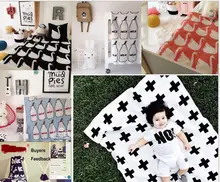 110*90 cm Bébé Couverture Noir Blanc Lapin Cygne Croix Tricoté doux enfants bébé couvertures nouveau-né Lit Canapé jeter couverture bébé emmailloté
