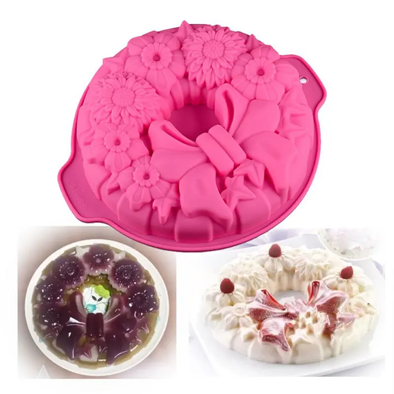 

Silicone Flower Garland Bow Shape Cake Mold Pie Muffin Bread Bakeware Baking Pan Cake Decorating Chocolate Mousse Desserts Mould