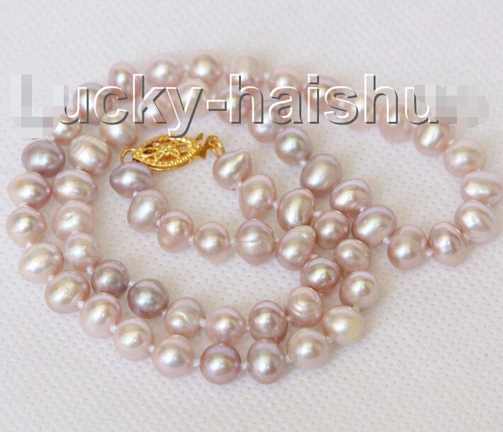 

17" 6-6.5mm near round purple freshwater pearls necklace j10314^^^@^Noble style Natural Fine jewe FREE SHIPPING