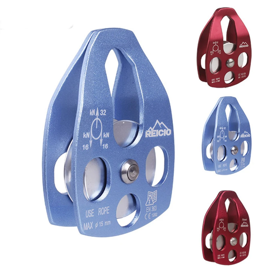 

1PCS Climbing Pulley 32KN Aluminum Alloy Heavy Duty Single Wheel Swivel Lifting Rope Pulley Block Climbing Rigging Rescue