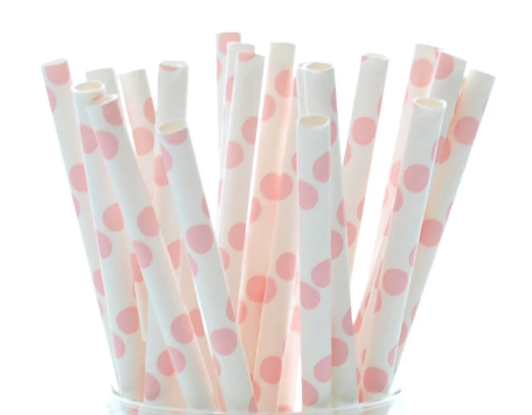 100 шт розовые горошек бумажные соломинки, вечерние поставки бумажные соломинки оптом онлайн